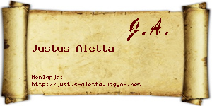 Justus Aletta névjegykártya